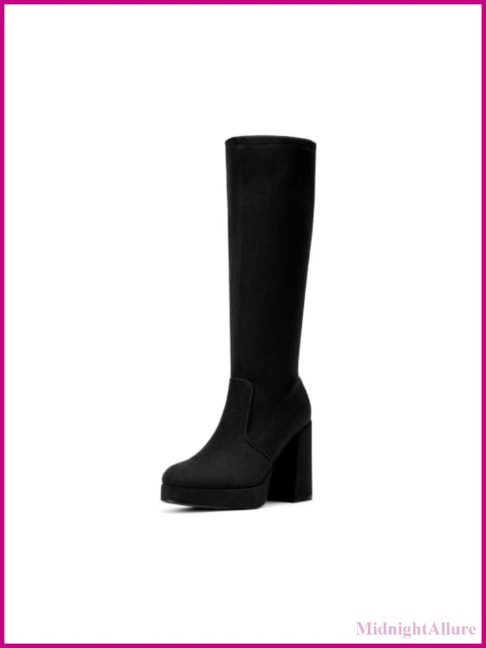 Chunky Platform Knee High Heeled Boots Zip Up Gogo Tall